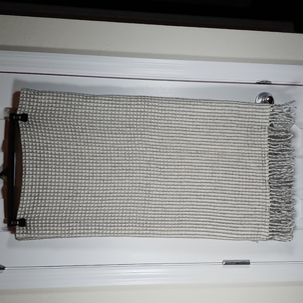 Roca Home Textured Oversized Fringe Throw Blanket Gray/Cream Made in Portugal